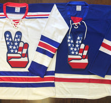 Load image into Gallery viewer, Custom Hockey Jerseys with a Peace Sign Embroidered Twill Logo
