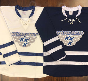 Individuelle Hockey-Trikots mit dem aufgestickten „The Wingmen“-Twill-Wappen