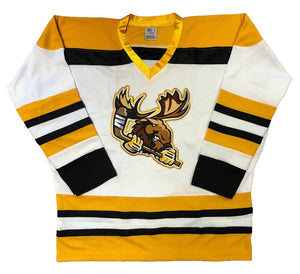 Custom Hockey Jerseys with a Moose Embroidered Twill Crest