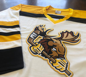 Custom Hockey Jerseys with a Moose Embroidered Twill Crest