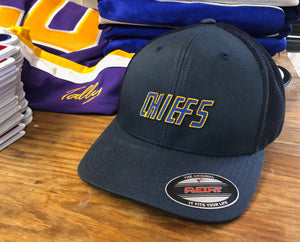 Flex-Fit Hat with the Chiefs crest / logo $39 (Navy Blue  / Navy Blue)