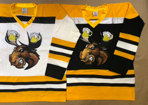 Custom Hockey Jerseys with the Moose with Beer Mug Twill Logo