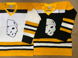 Custom Hockey Jerseys with a Goalie Mask Embroidered Twill Crest