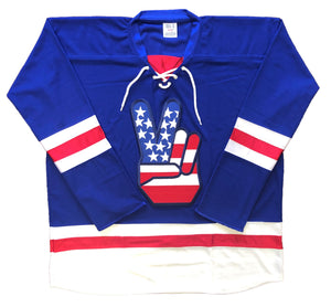Custom Hockey Jerseys with a Peace Sign Embroidered Twill Logo