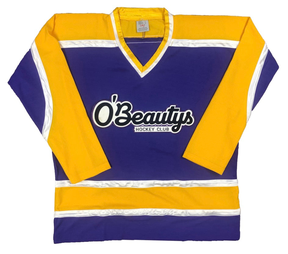 Custom Hockey Jerseys with an O'Beautys Hockey Club Twill Logo