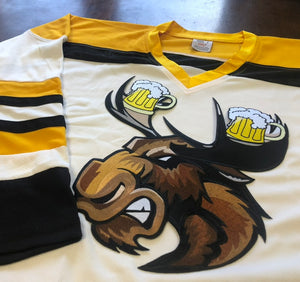 Individuelle Hockey-Trikots mit dem Elch mit Bierkrug-Twill-Logo