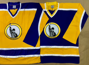 Purple and Gold Hockey Jerseys with the Offsiders Twill Logo