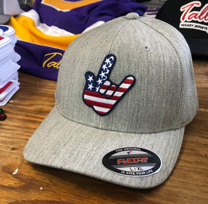 Flex-Fit Hat with a Rock-On crest / logo $39 (Heather)