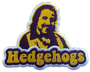 Lila-goldene Hockey-Trikots mit dem Twill-Logo der Hedgehogs 