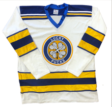 Load image into Gallery viewer, Custom Hockey Jerseys with a Lucky Pucks Embroidered Twill Logo
