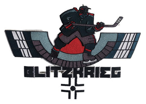 Purple and Gold Hockey Jerseys with the Blitzkrieg Twill Logo