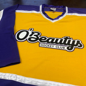 Custom Hockey Jerseys with an O'Beautys Hockey Club Twill Logo