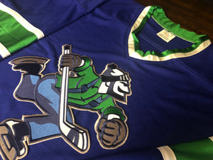 Custom hockey jerseys with the Skating Johnny logo