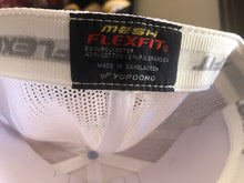 Load image into Gallery viewer, Flex-Fit Hat with a Tragically Hip crest / logo $39 (White / White)
