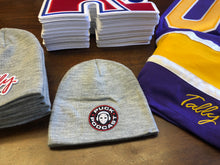 Load image into Gallery viewer, Beanie (Grey) with the Puck Podcast embroidered twill crest / logo $35

