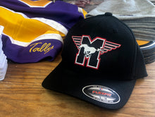Load image into Gallery viewer, Flex-Fit Hat with a Mustangs crest / logo $39 (Black)
