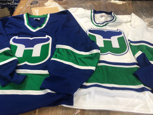Custom hockey jerseys with the Whalers logo