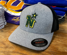 Load image into Gallery viewer, Flex-Fit Hat with the North Stars embroidered twill crest $39 (Grey / Black)
