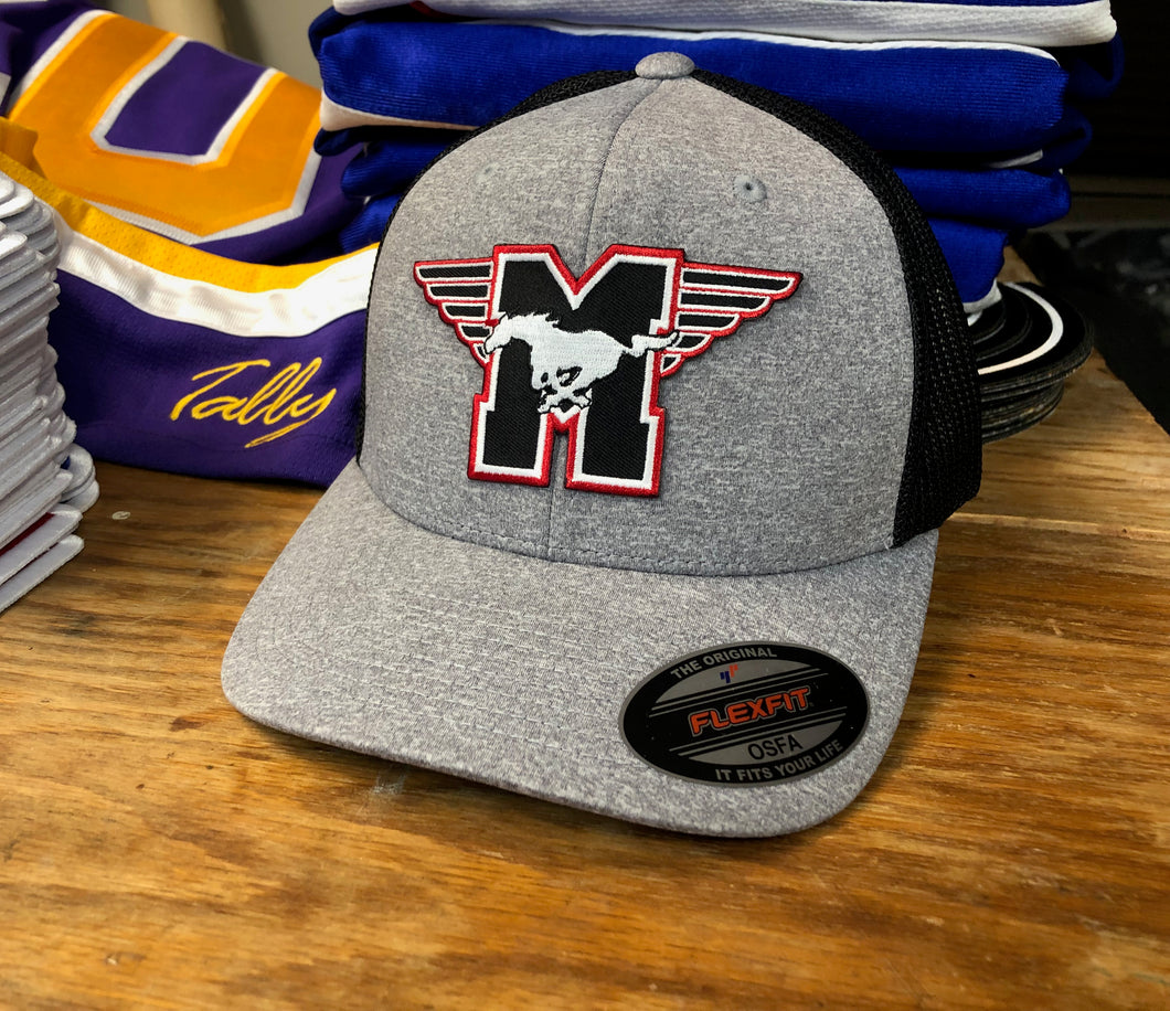 Flex-Fit Hat with a Mustangs embroidered twill crest $39 (Grey / Black)