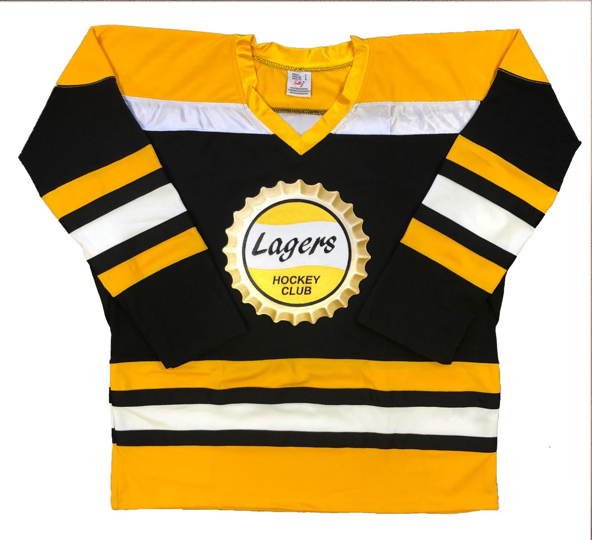 Custom Hockey Jerseys with the Lagers Hockey Club Embroidered Twill Lo