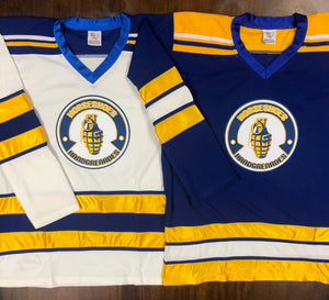Custom Hockey Jerseys with the Horseshoes and Handgrenades Twill Crest