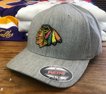 Load image into Gallery viewer, Flex-Fit Hat with a Blackhawk crest / logo $39 (Heather)
