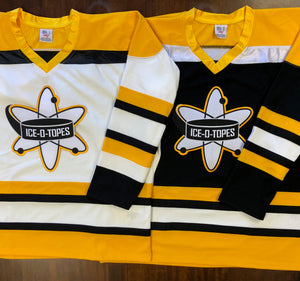 Custom Hockey Jerseys with an Ice-O-Topes Embroidered Twill Logo