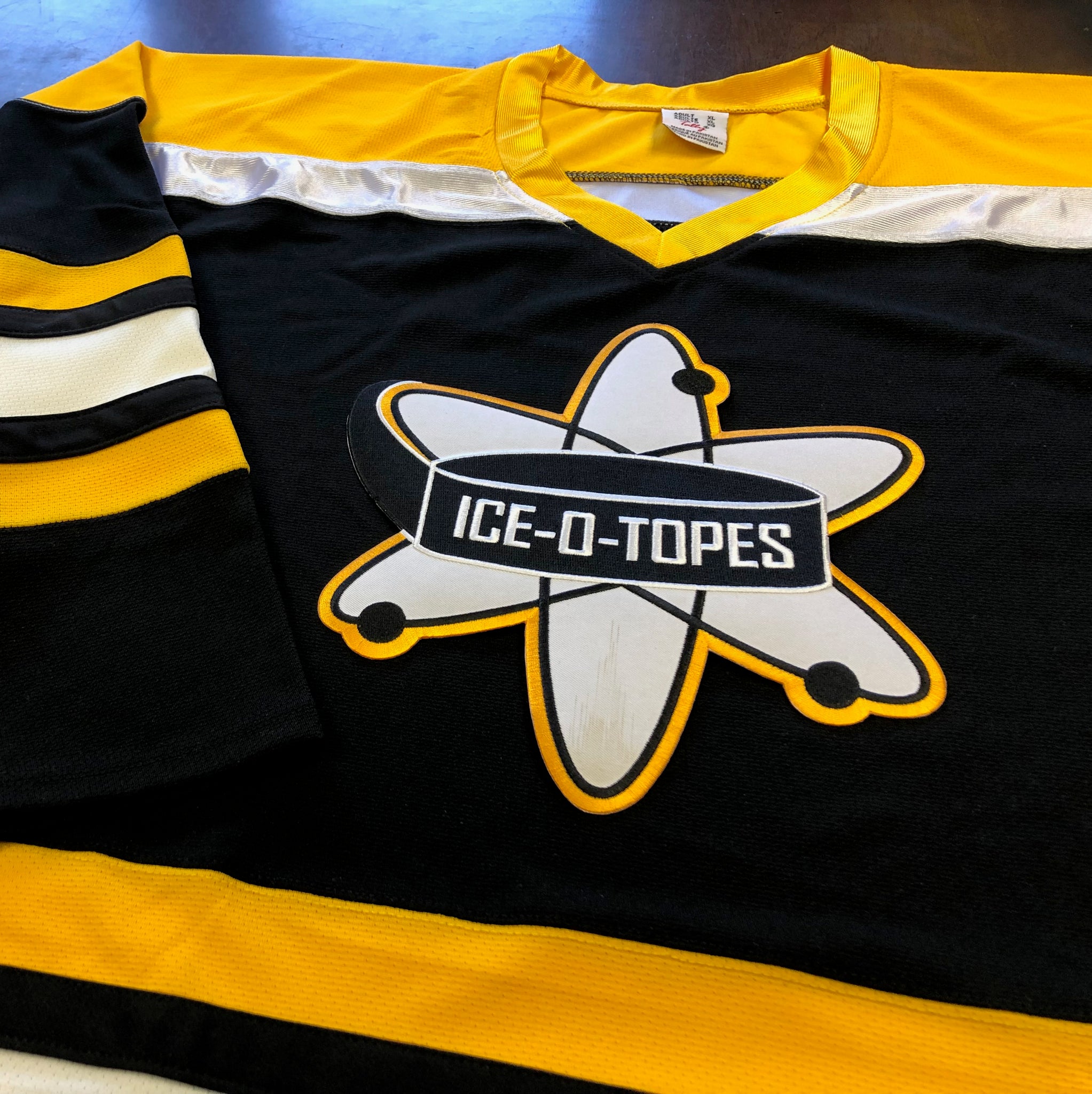 Custom Hockey Jerseys with An Ice-O-Topes Embroidered Twill Logo Adult XL / (Just Number) / Black