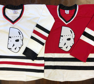Custom Hockey Jerseys with a Goalie Mask Twill Logo