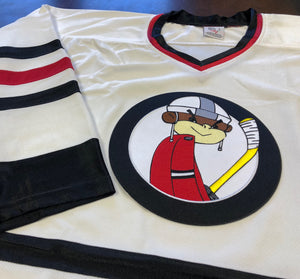 Custom Hockey Jerseys with a Funky Monkey Twill Team Logo