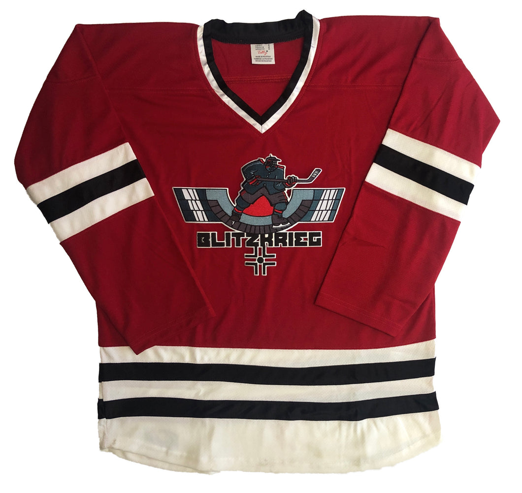 Custom hockey jerseys with the Blitzkrieg logo