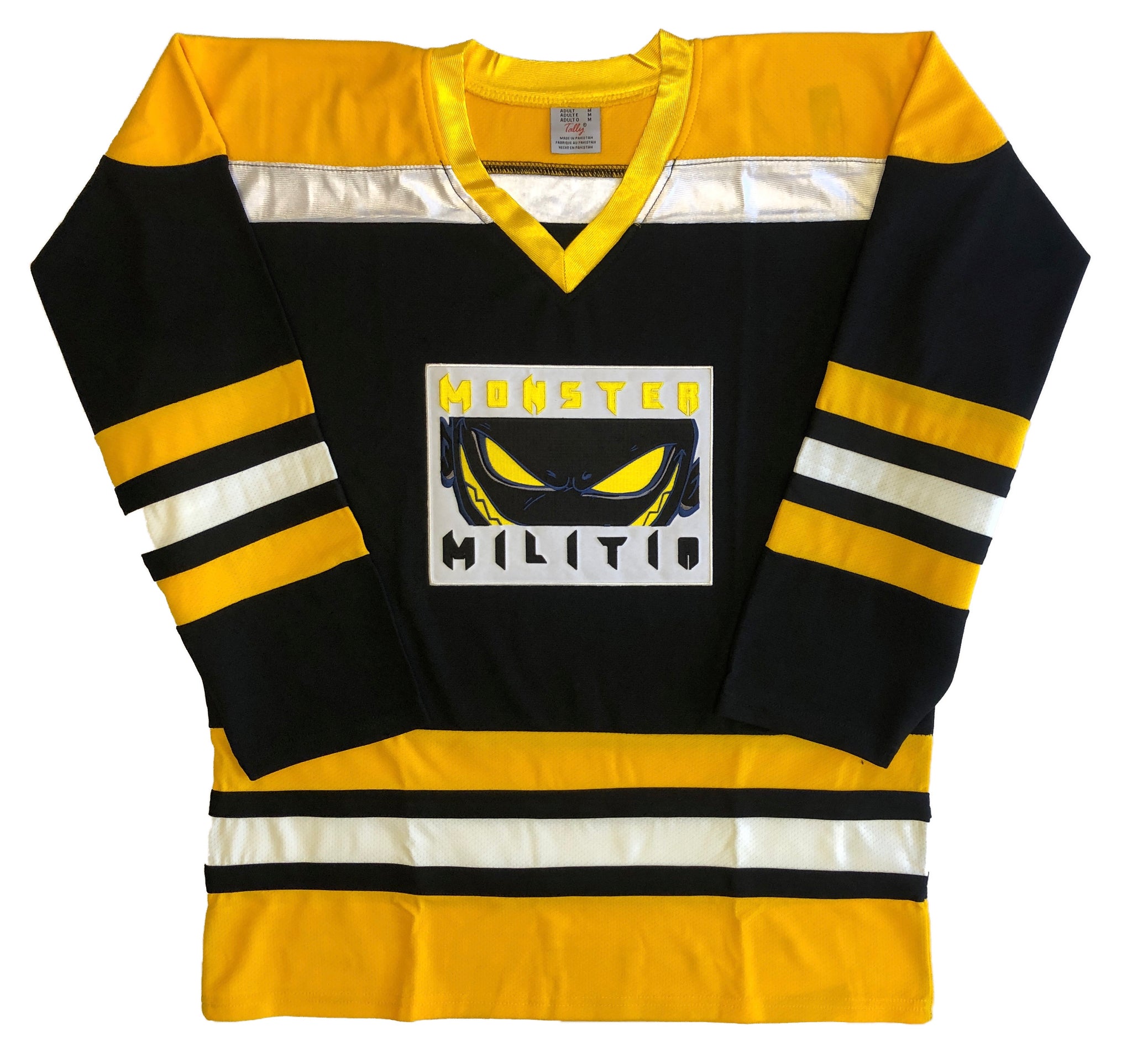 monsters hockey jersey Custom Hockey Jerseys with The Monster Militia Twill Logo Adult Small / (number and name) / White