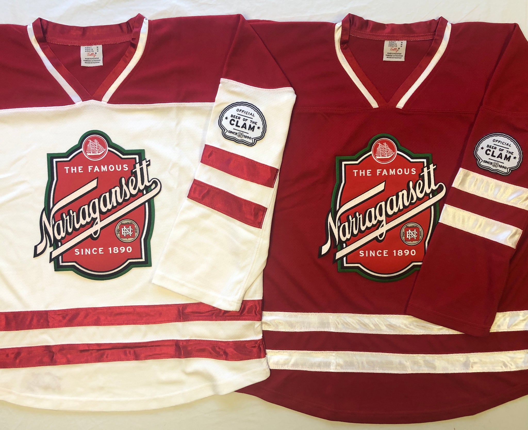 Red and White Hockey Jerseys with The Narragansett Twill Logo Adult Small / (Just Number) / Red
