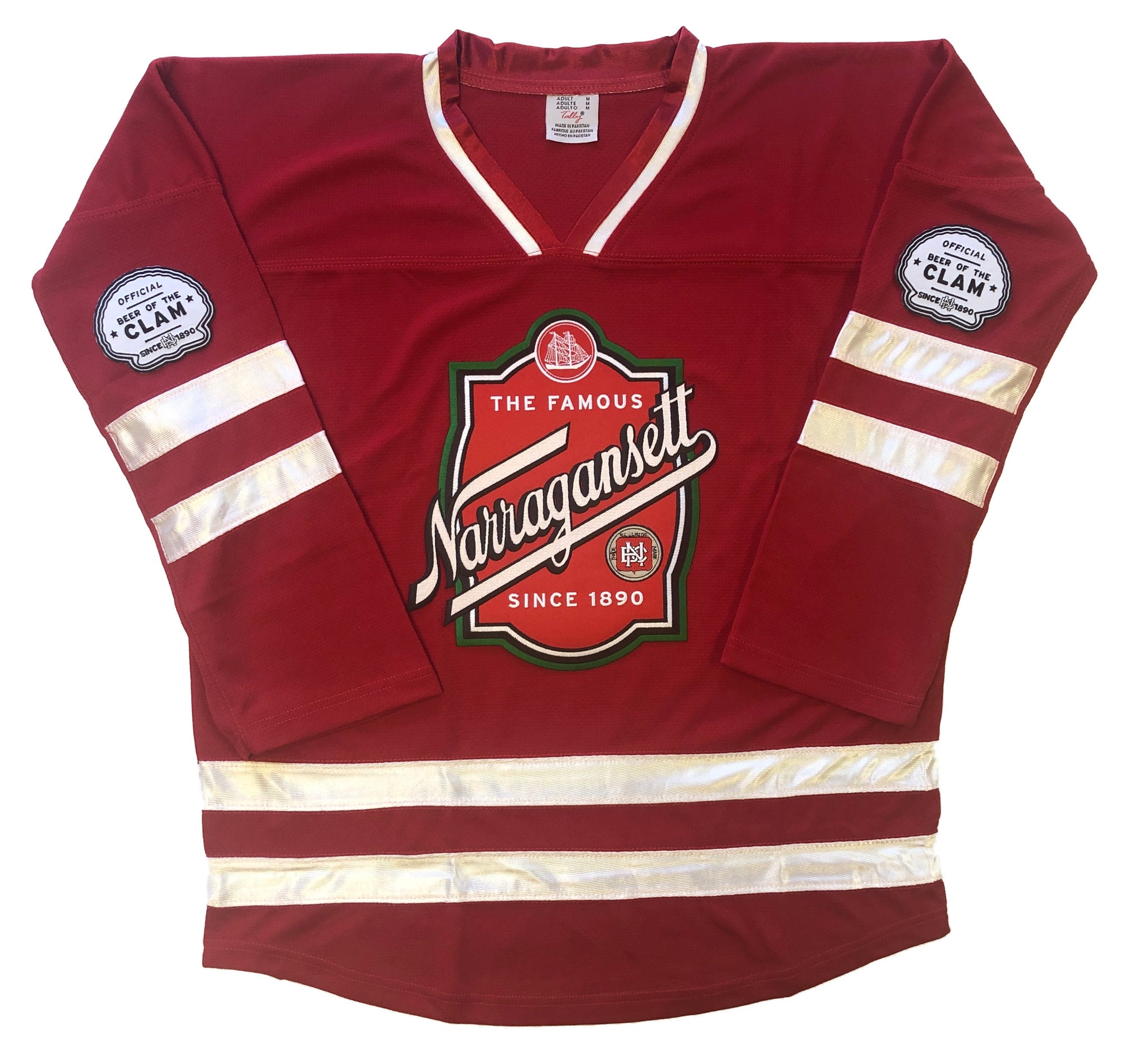 Red and White Hockey Jerseys with The Narragansett Twill Logo Adult Small / (Just Number) / Red
