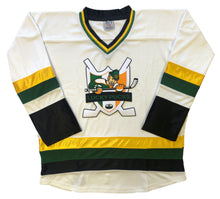 Load image into Gallery viewer, Custom hockey jerseys with the Lucky Pucks logo
