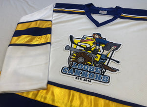 Custom hockey jerseys with the Loose Cannons logo