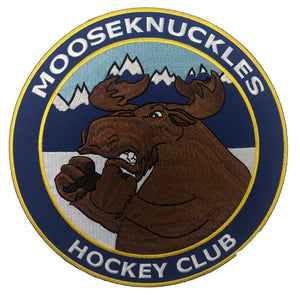 The Mooseknuckles Hockey Club embroidered twill logo