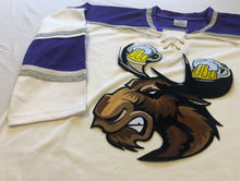 Load image into Gallery viewer, Custom hockey jerseys with a Moose with Beer Antlers twill logo.
