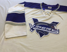 Load image into Gallery viewer, Custom hockey jerseys with the Vipers embroidered twill team logo.
