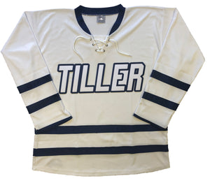 Custom hockey jerseys with TILLER team logo.