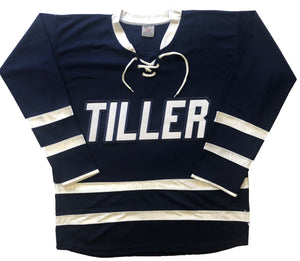 Custom hockey jerseys with TILLER team logo.