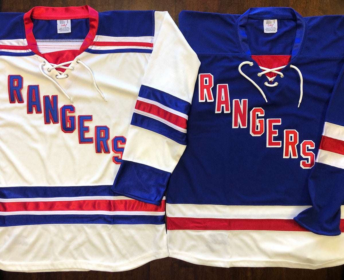 Custom Hockey Jerseys with Rangers in Twill Letters – Tally Hockey Jerseys