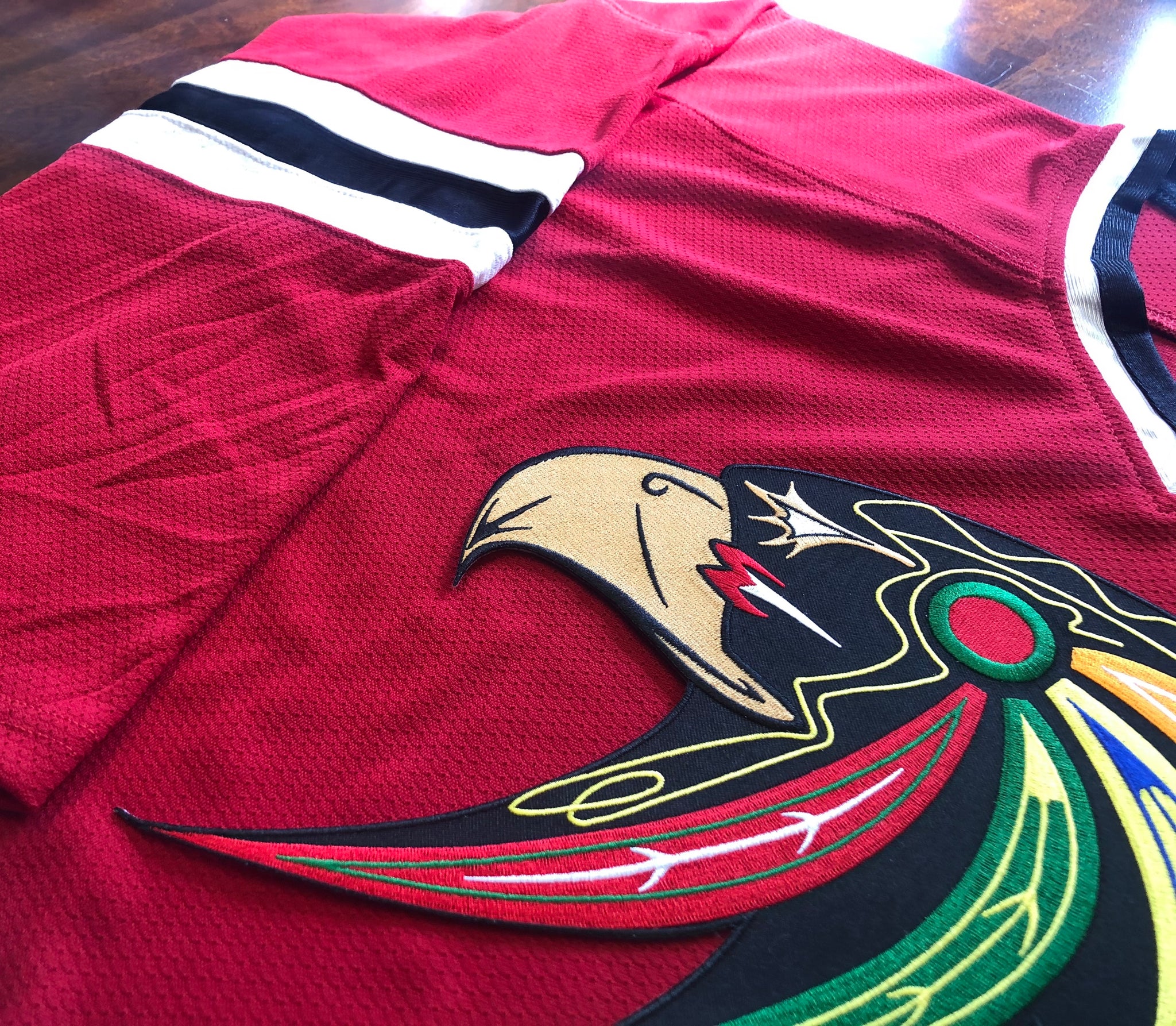 Custom Hockey Jerseys with a Hawk Embroidered Twill Logo