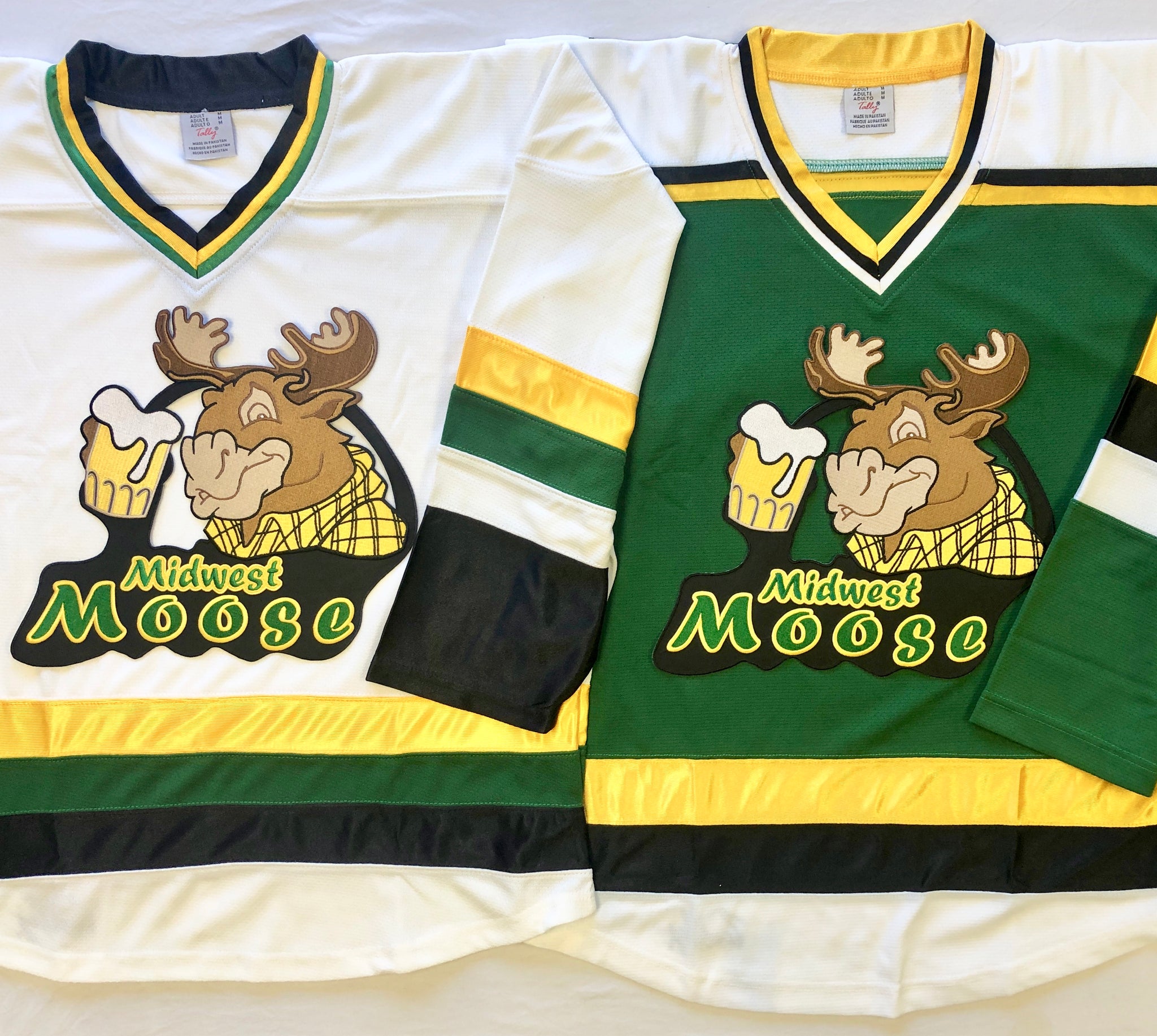 Custom Hockey Jerseys with The Midwest Moose Twill Logo Adult XL / (with Player Name and Number on Back and Sleeves) / White