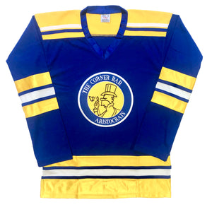 Custom Hockey Jerseys with The Corner Bar Aristocrats Team Logo