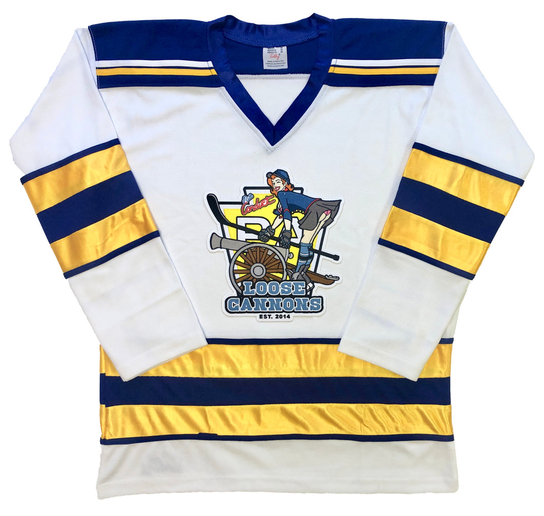 Custom Hockey Jerseys with a Loose Canons Twill Logo