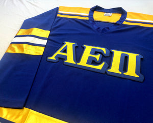 Custom Hockey Jerseys with the AEPi Twill Logo
