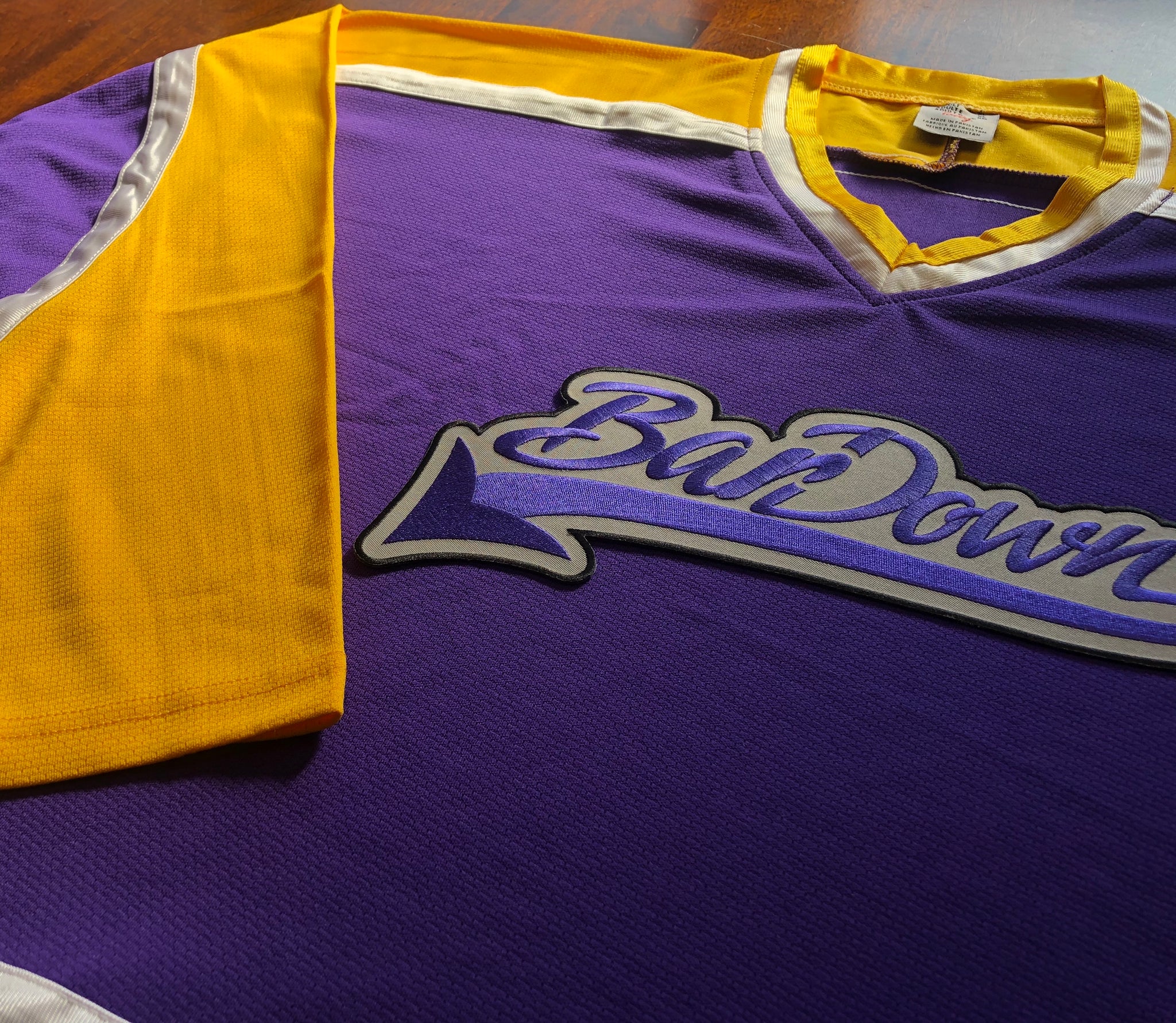 Custom Hockey Jerseys with The BarDown Embroidered Twill Logo Adult Goalie Cut / (Number on Back and Sleeves) / Purple