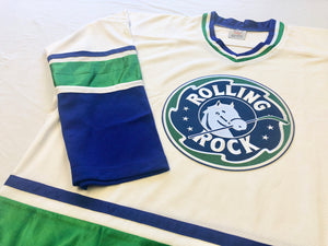Custom Hockey Jerseys with a Rolling Rock Team Logo