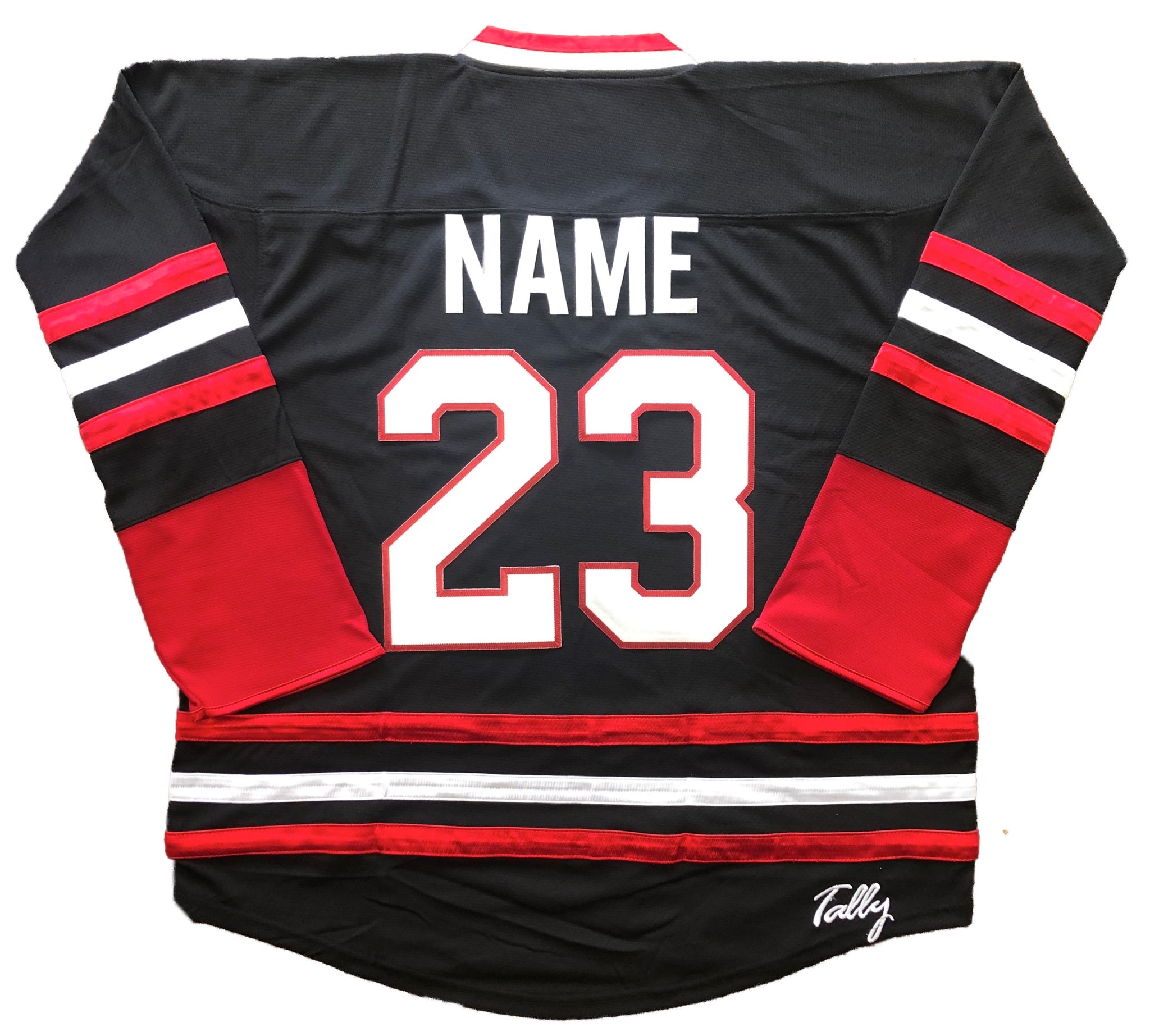 Custom Hockey Jersey Black Red-White
